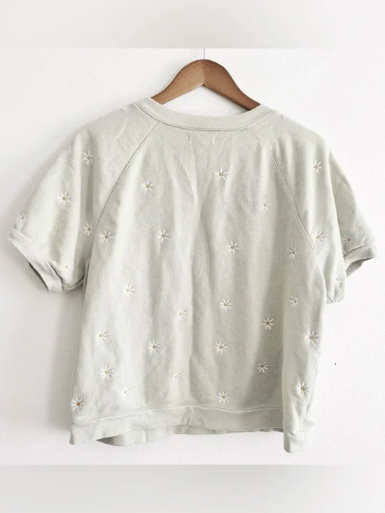 Madewell Light Sage Embroidered floral shirt medium - Picture 3 of 3